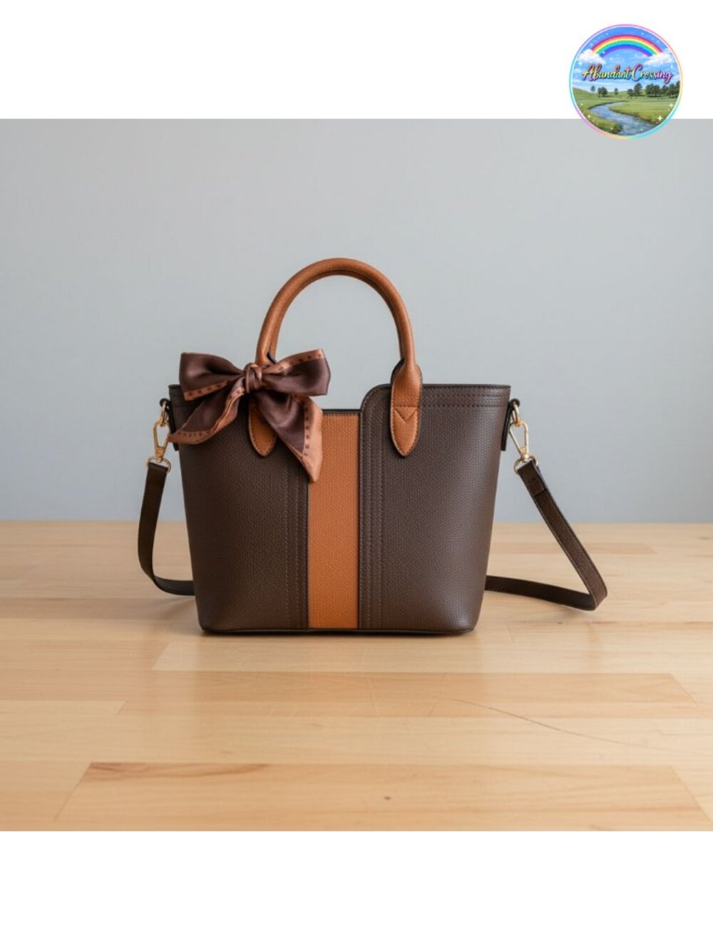 Vegan Leather Satchel Crossbody Purse with Detachable Strap